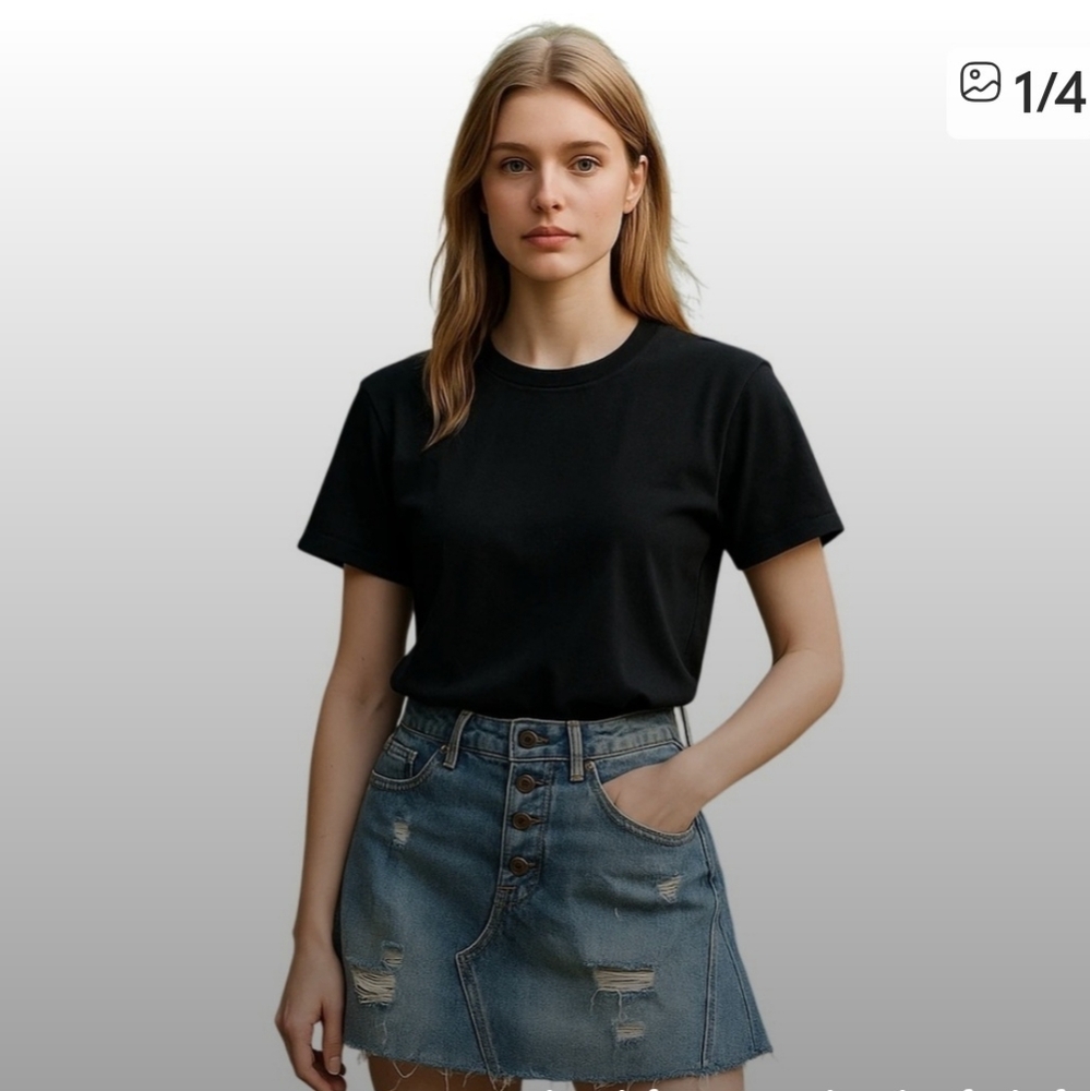 We The Free Asymmetrical Denim Skirt Mini Blue‎ 26 Cotton Distressed